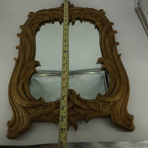 Vint Syroco Wall Mirror Rectangle Gold Ornate Carved Wood MC Hollywood USA 21.5" - Picture 13 of 15